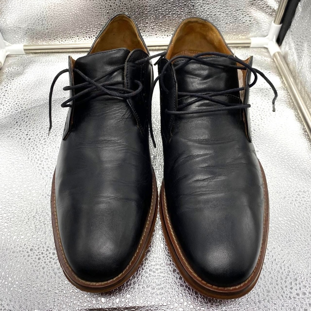 Johnston & Murphy Tyson Plain Toe Shoes Mens 10.5 Black Leather Dress Lace Up